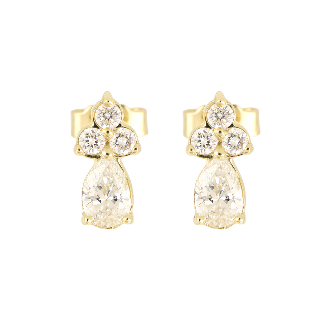 Broqueles Goccia de Oro Amarillo 14k con Diamantes de Laboratorio