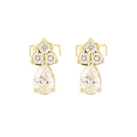 Broqueles Goccia de Oro Amarillo 14k con Diamantes de Laboratorio