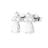 Broqueles Goccia de Oro Blanco 14k con diamantes de laboratorio, en toma de catálogo sobre fondo blanco.