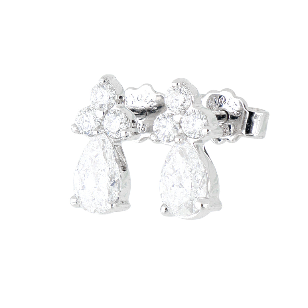 Broqueles Goccia de Oro Blanco 14k con Diamantes de Laboratorio