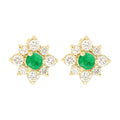 Broqueles Iris de Oro Amarillo 14k con Esmeraldas y Diamantes de Laboratorio