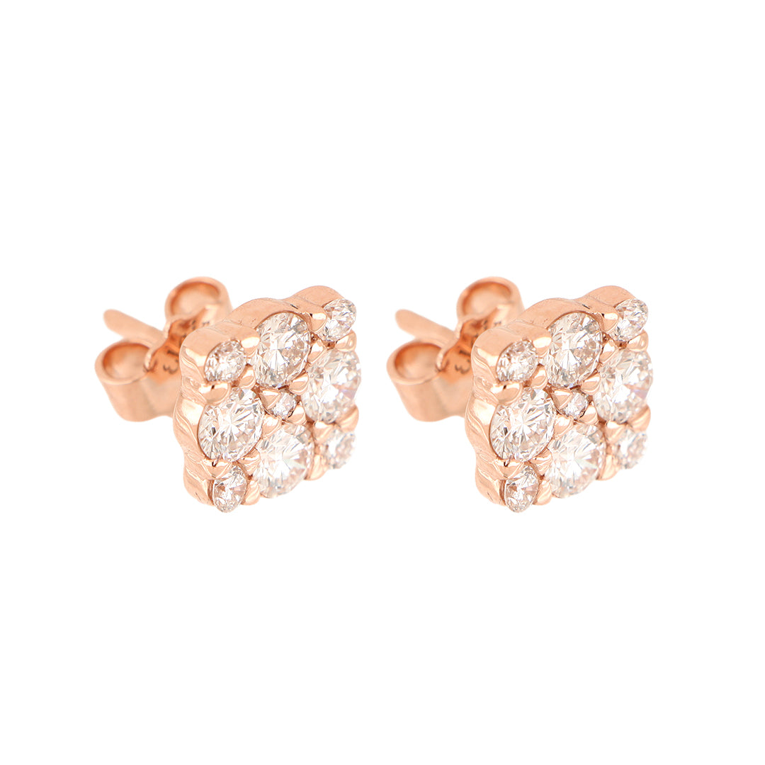 Broqueles Lucky de Oro Rosa 14k con Diamantes de Laboratorio