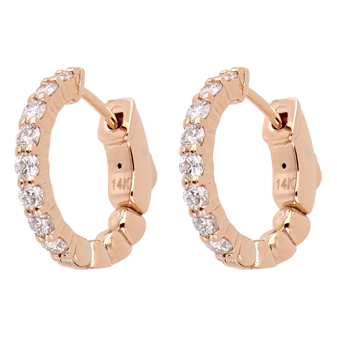 Arracadas Elaine Vault Mediana de Oro Rosa 14k con Diamantes de Laboratorio, foto de estudio del muestrario