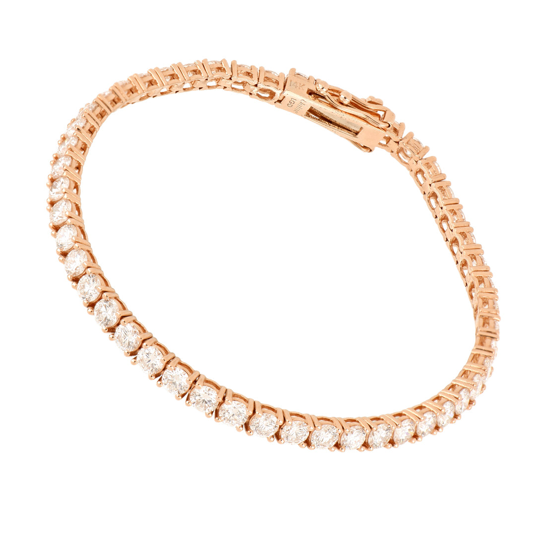 Pulsera Tennis Elaine Vault de Oro Rosa 14k con Diamantes de Laboratorio