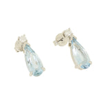 Aretes Aguamarina Corte Pera · Oro Blanco 14K, foto de estudio del muestrario