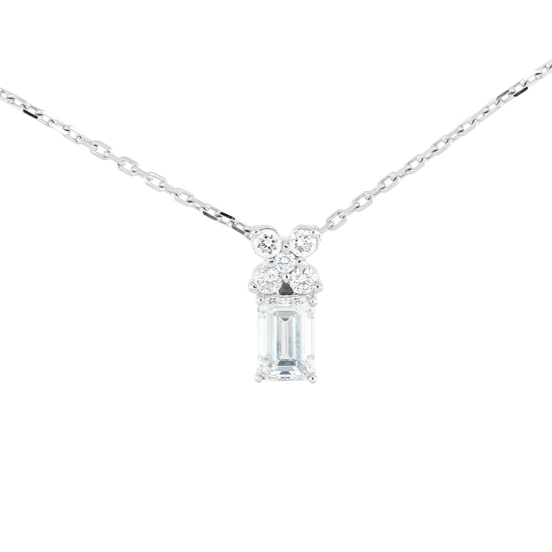 Dije Cieli Corte Esmeralda de Oro Blanco 14k con Diamantes de Laboratorio