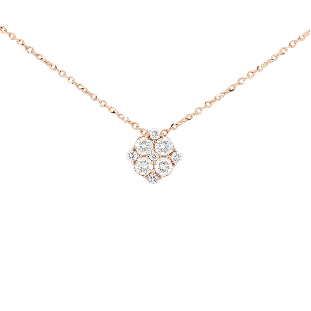 Dije Lucky de Oro Rosa 14k con Diamantes de Laboratorio