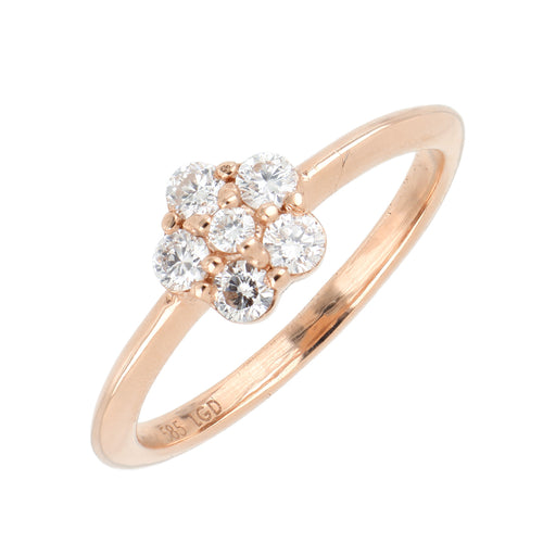Anillo Flor Mar de Oro Rosa 14k con Diamantes de Laboratorio