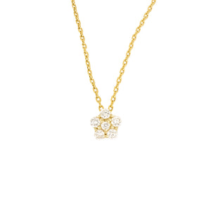 Dije Flor Mar de Oro Amarillo 14k con Diamantes de Laboratorio
