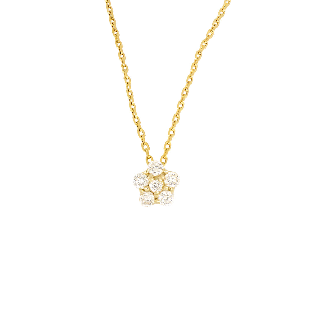 Dije Flor Mar de Oro Amarillo 14k con Diamantes de Laboratorio