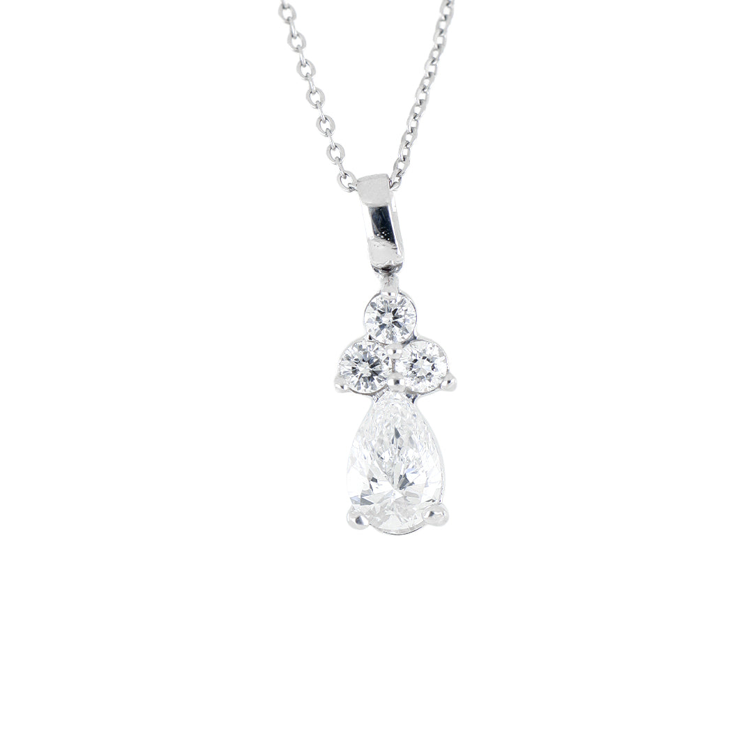 Dije Goccia de Oro Blanco 14k con Diamantes de Laboratorio