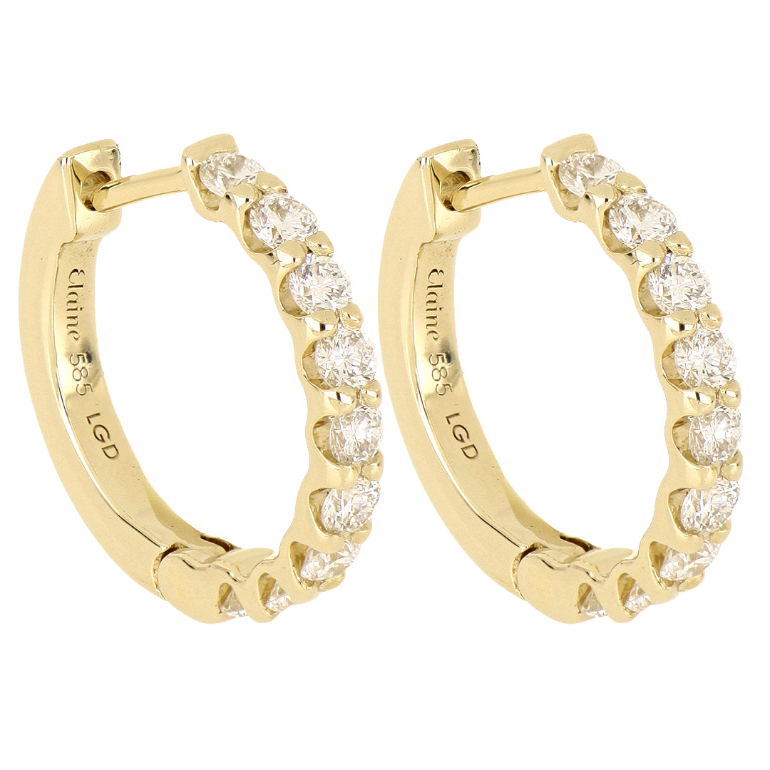Arracadas Elaine Vault Mediana de Oro Amarillo 14k con Diamantes de Laboratorio