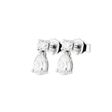 Broqueles Goccia Cima de Oro Blanco 14k con diamantes de laboratorio, en toma de catálogo sobre fondo blanco.